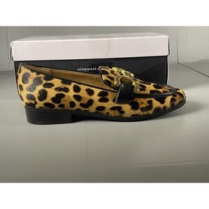 Nine West LILMAP5 Shoes Womens Size 7.5 Leopard Loafers Animal Print Flats